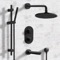 Matte Black Thermostatic Tub and Shower Faucet Set with Handheld